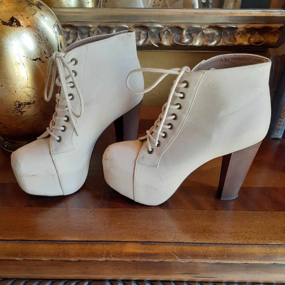Cream Platform Ankle Booties